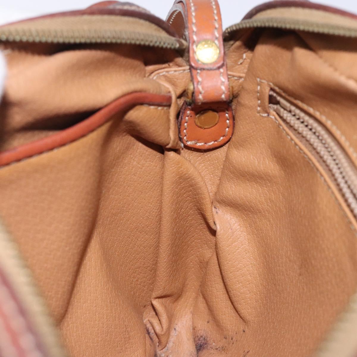 CELINE Macadam Canvas Clutch Bag PVC Leather Brown Gold Auth bs27308