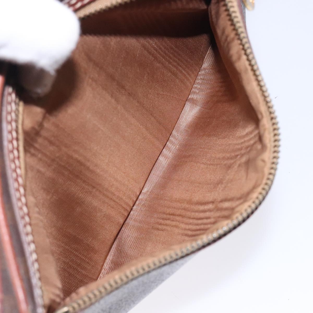 CELINE Macadam Canvas Clutch Bag PVC Leather Brown Gold Auth bs27308