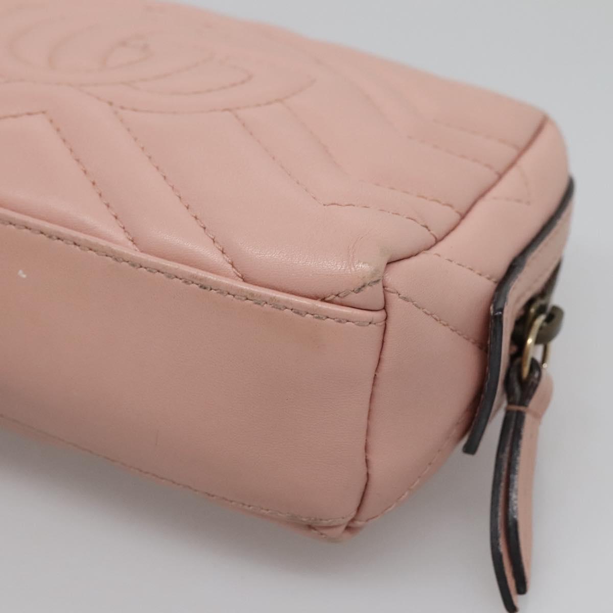 GUCCI GG Marmont Pouch Leather Pink 476165 Auth bs27327