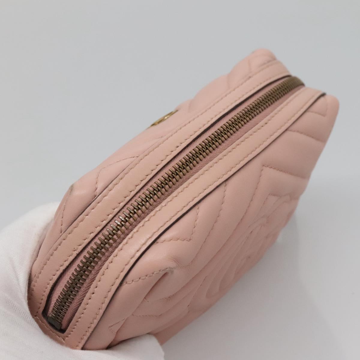 GUCCI GG Marmont Pouch Leather Pink 476165 Auth bs27327