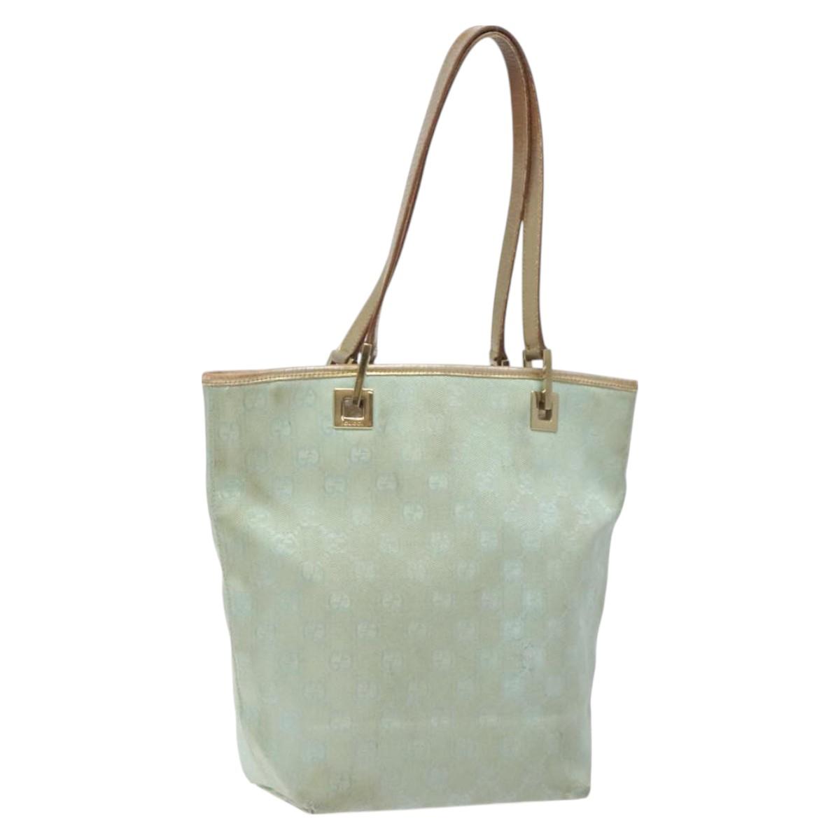 GUCCI GG Canvas Tote Bag Nylon Peppermint Gold 002 1099 Auth bs27328