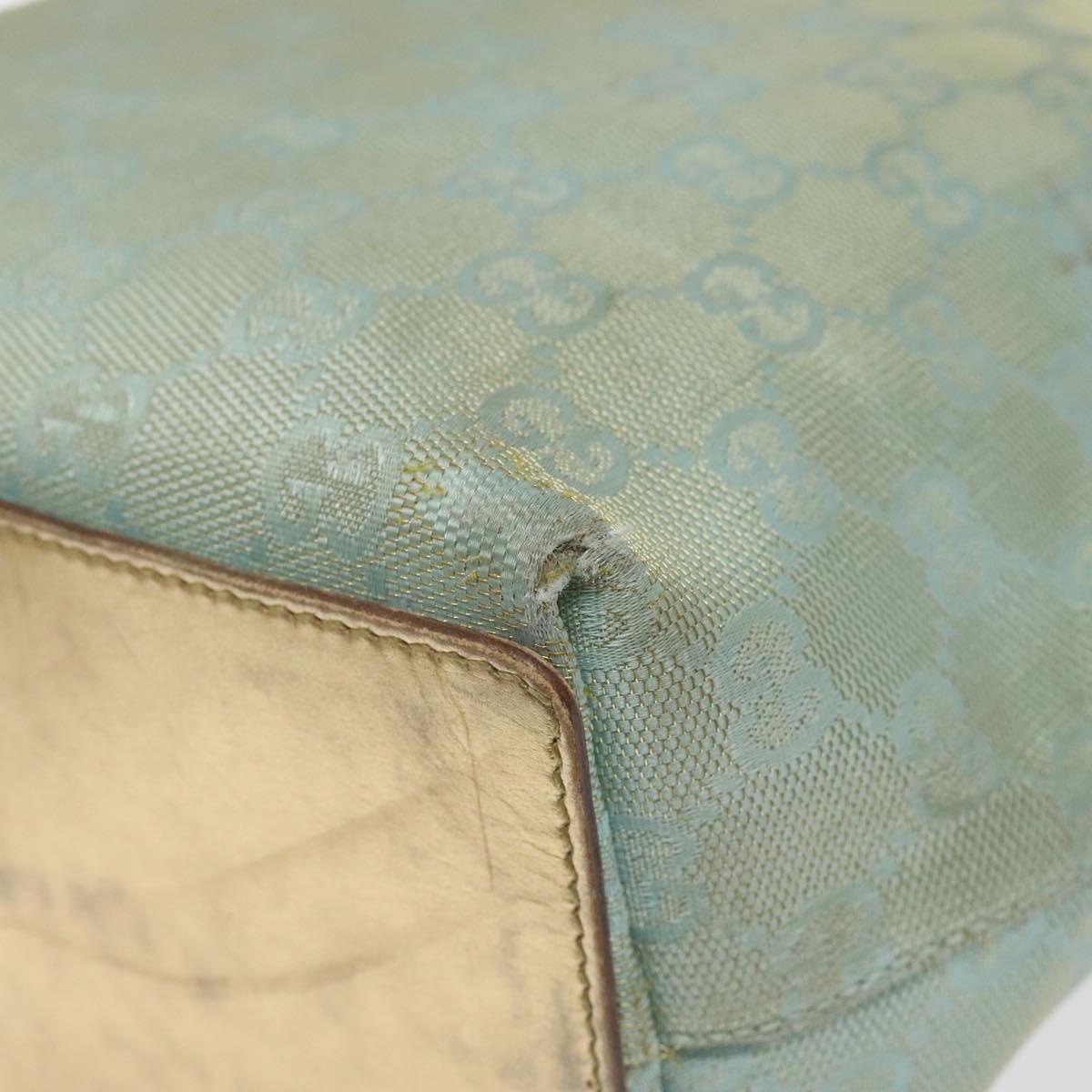 GUCCI GG Canvas Tote Bag Nylon Peppermint Gold 002 1099 Auth bs27328