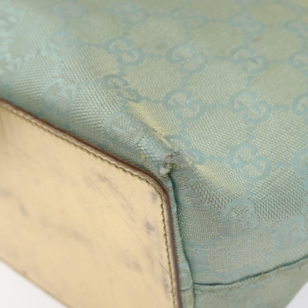 GUCCI GG Canvas Tote Bag Nylon Peppermint Gold 002 1099 Auth bs27328
