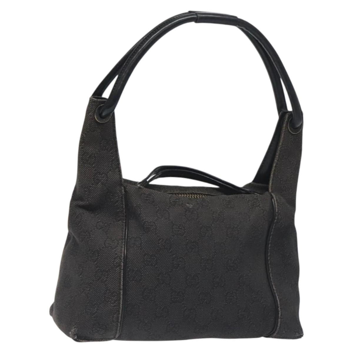 GUCCI GG Canvas Shoulder Bag Black 101333 Auth bs27332