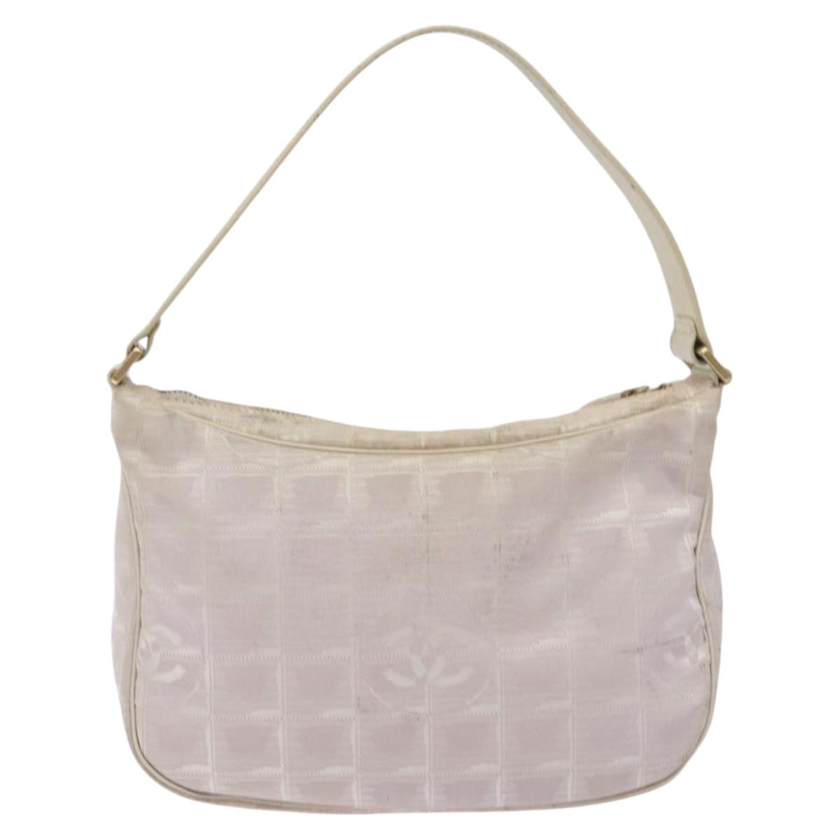 CHANEL New Travel Line Shoulder Bag Nylon Pink Gold CC Auth bs27338