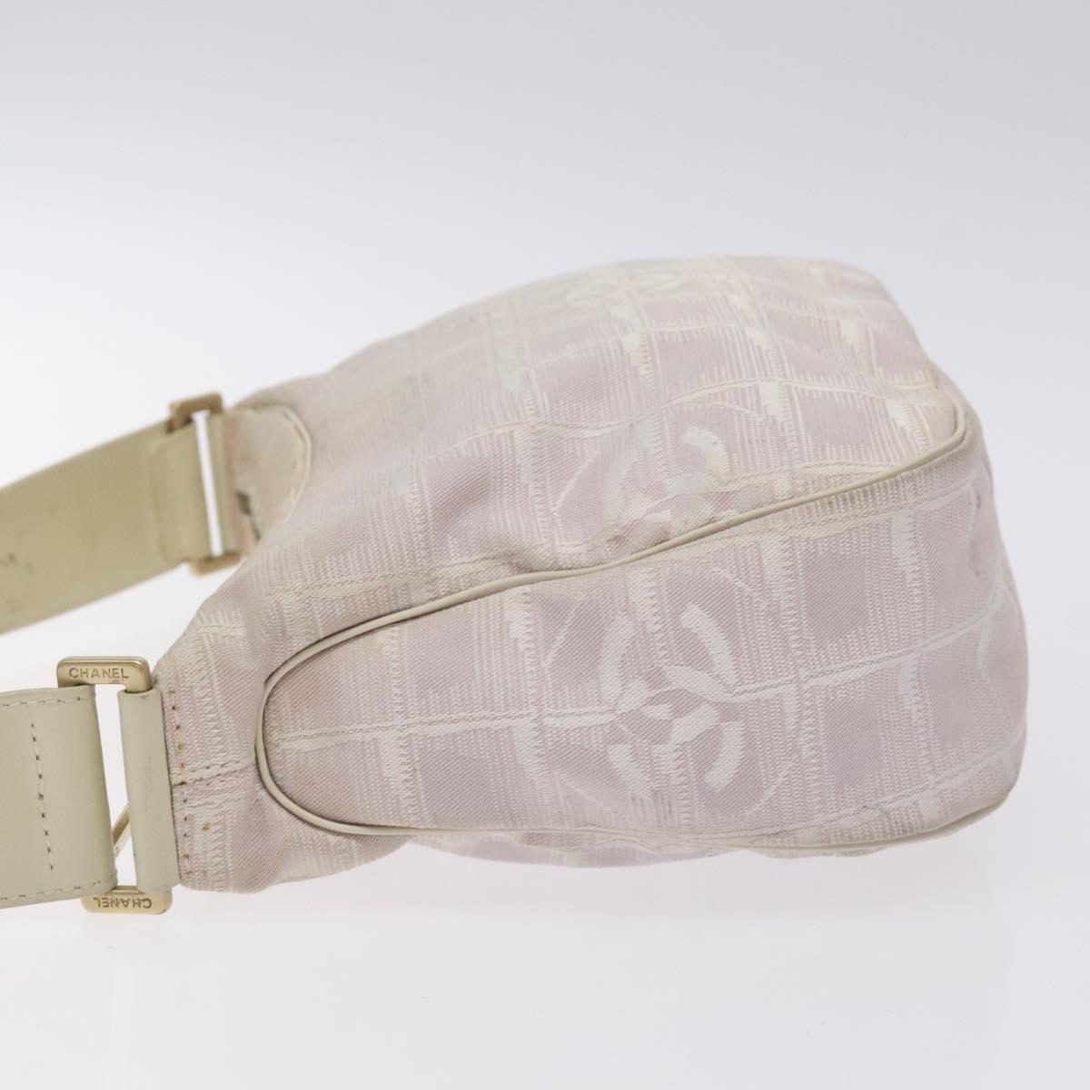 CHANEL New Travel Line Shoulder Bag Nylon Pink Gold CC Auth bs27338