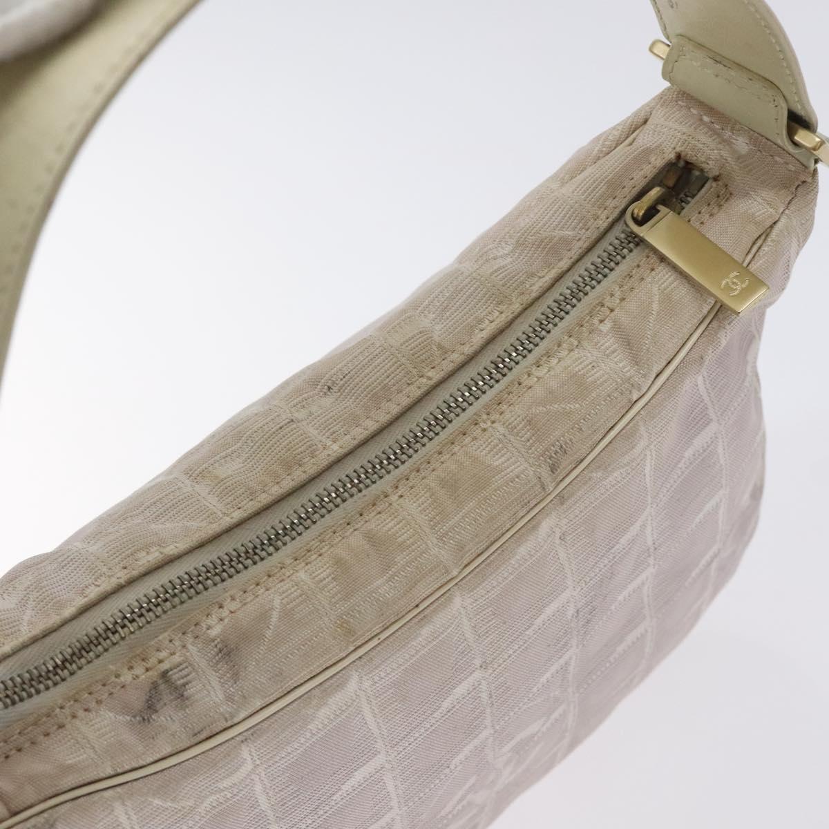 CHANEL New Travel Line Shoulder Bag Nylon Pink Gold CC Auth bs27338