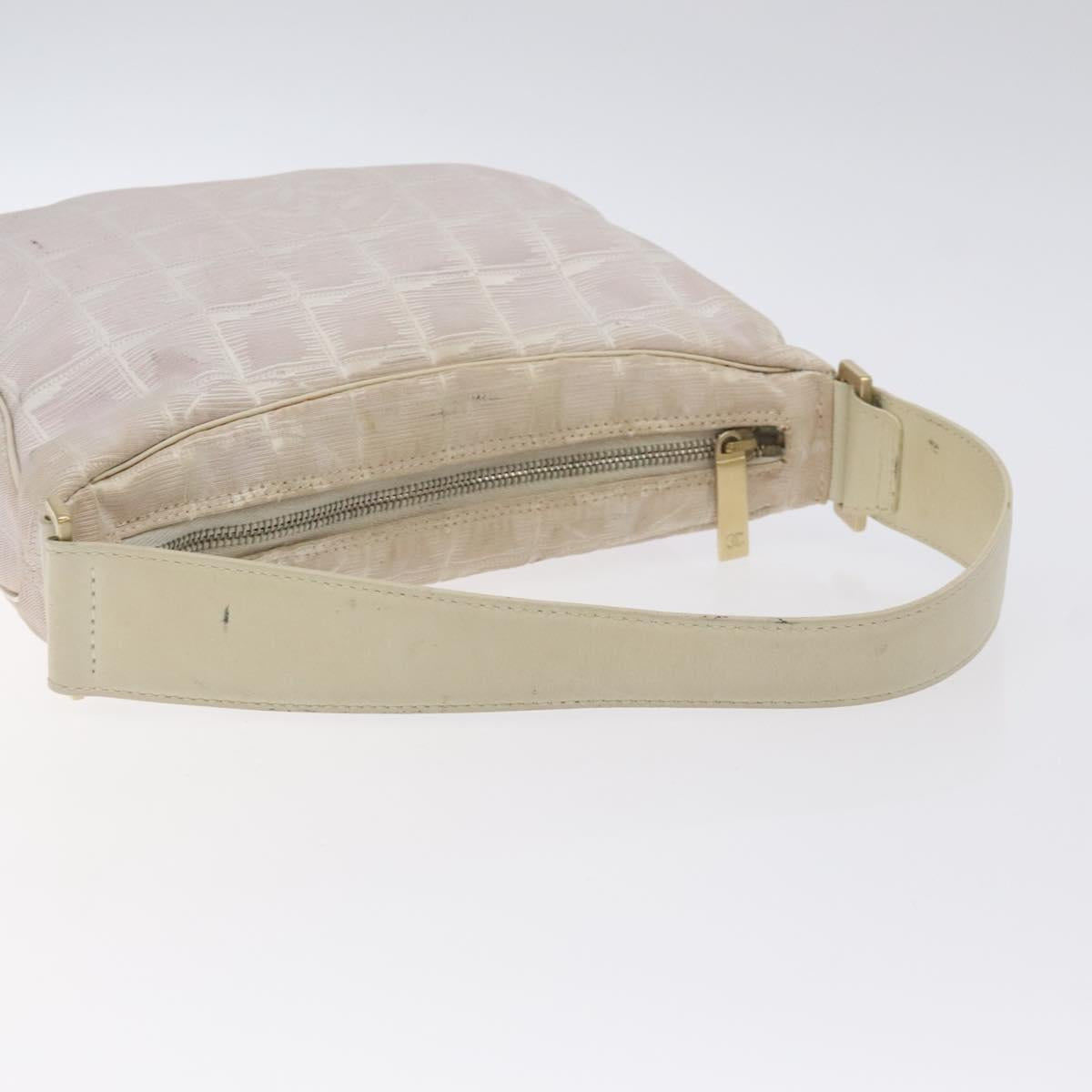 CHANEL New Travel Line Shoulder Bag Nylon Pink Gold CC Auth bs27338