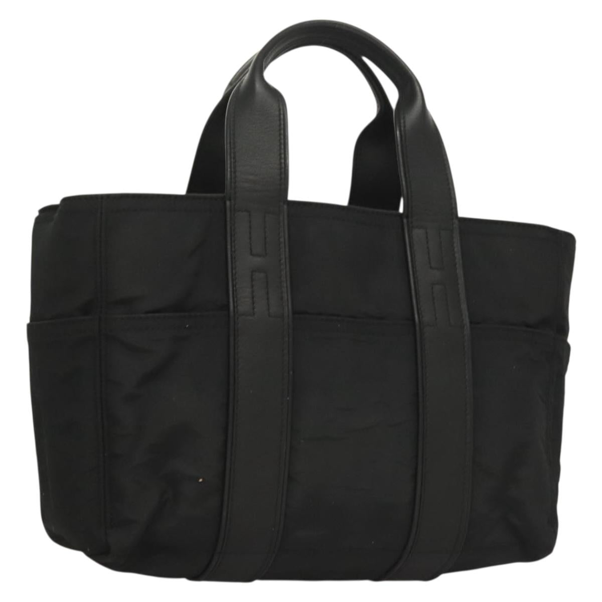 HERMES Acape Luco PM Hand Bag Nylon Black Auth bs27351