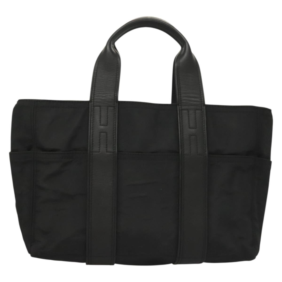 HERMES Acape Luco PM Hand Bag Nylon Black Auth bs27351