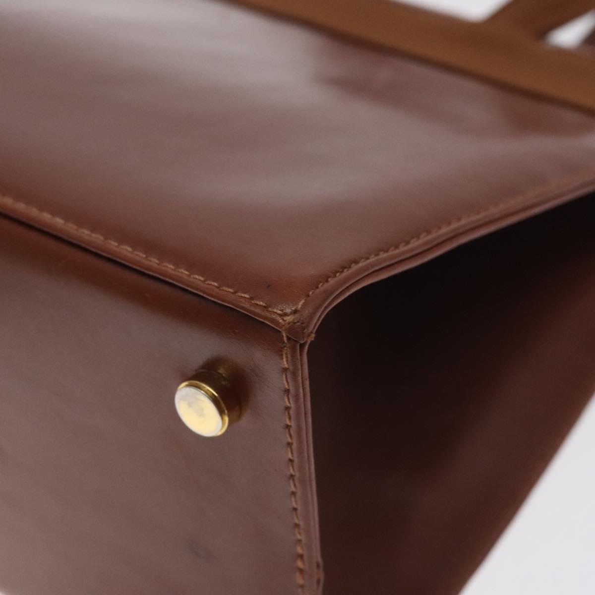 Salvatore Ferragamo Vala Hand Bag Leather Brown Gold Auth bs27353