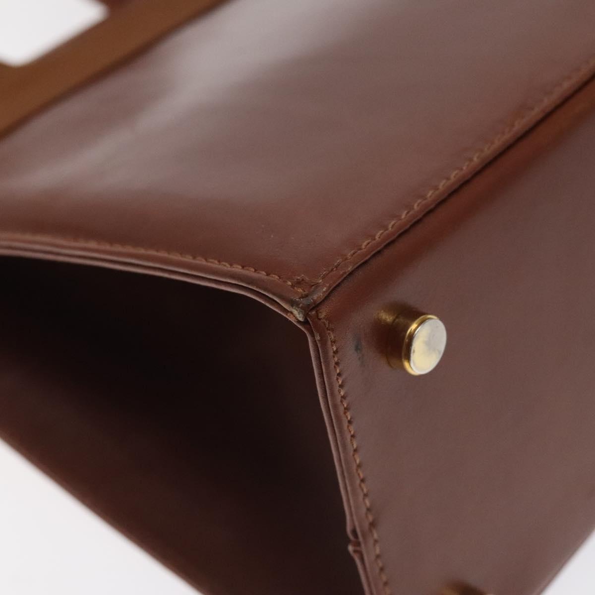Salvatore Ferragamo Vala Hand Bag Leather Brown Gold Auth bs27353