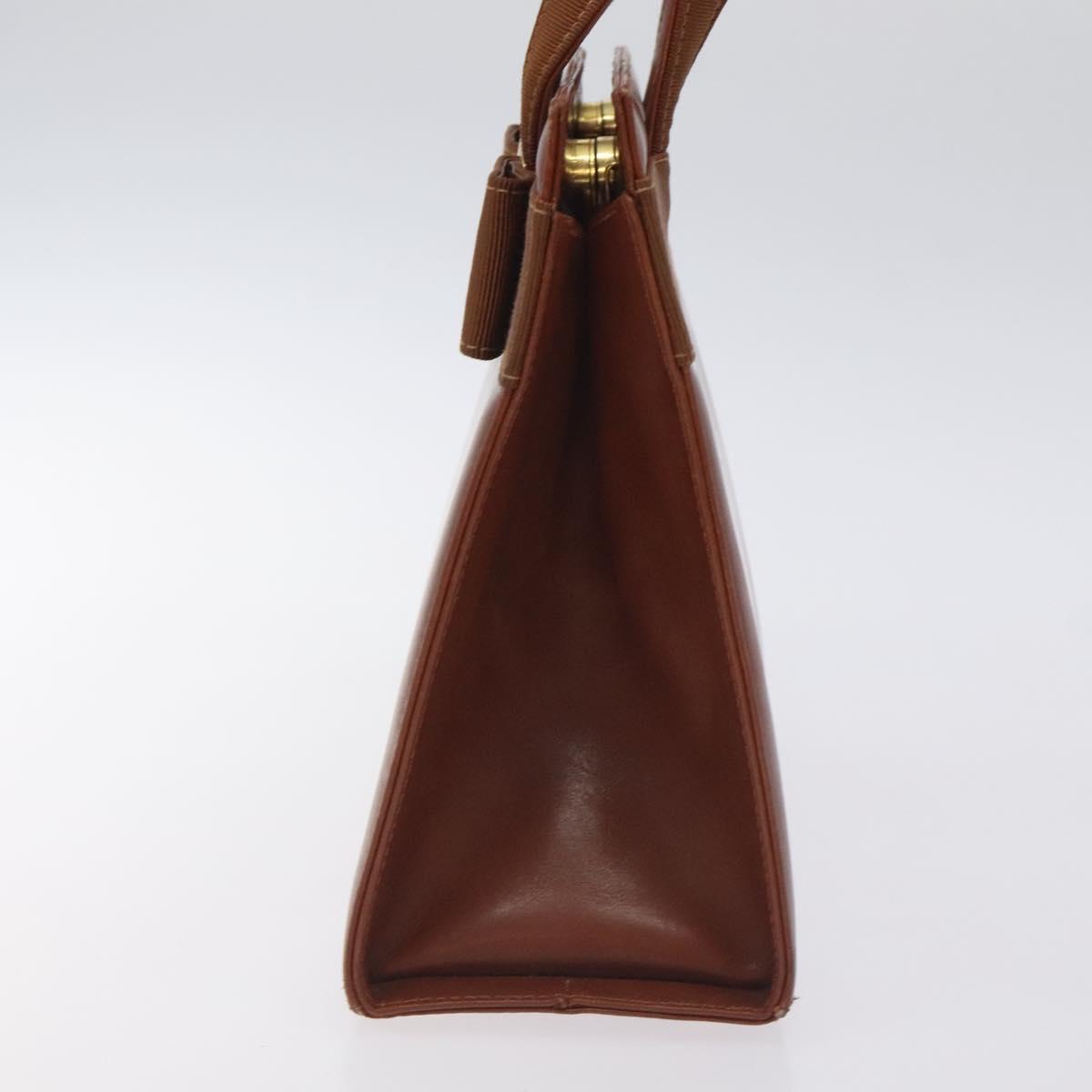 Salvatore Ferragamo Vala Hand Bag Leather Brown Gold Auth bs27353