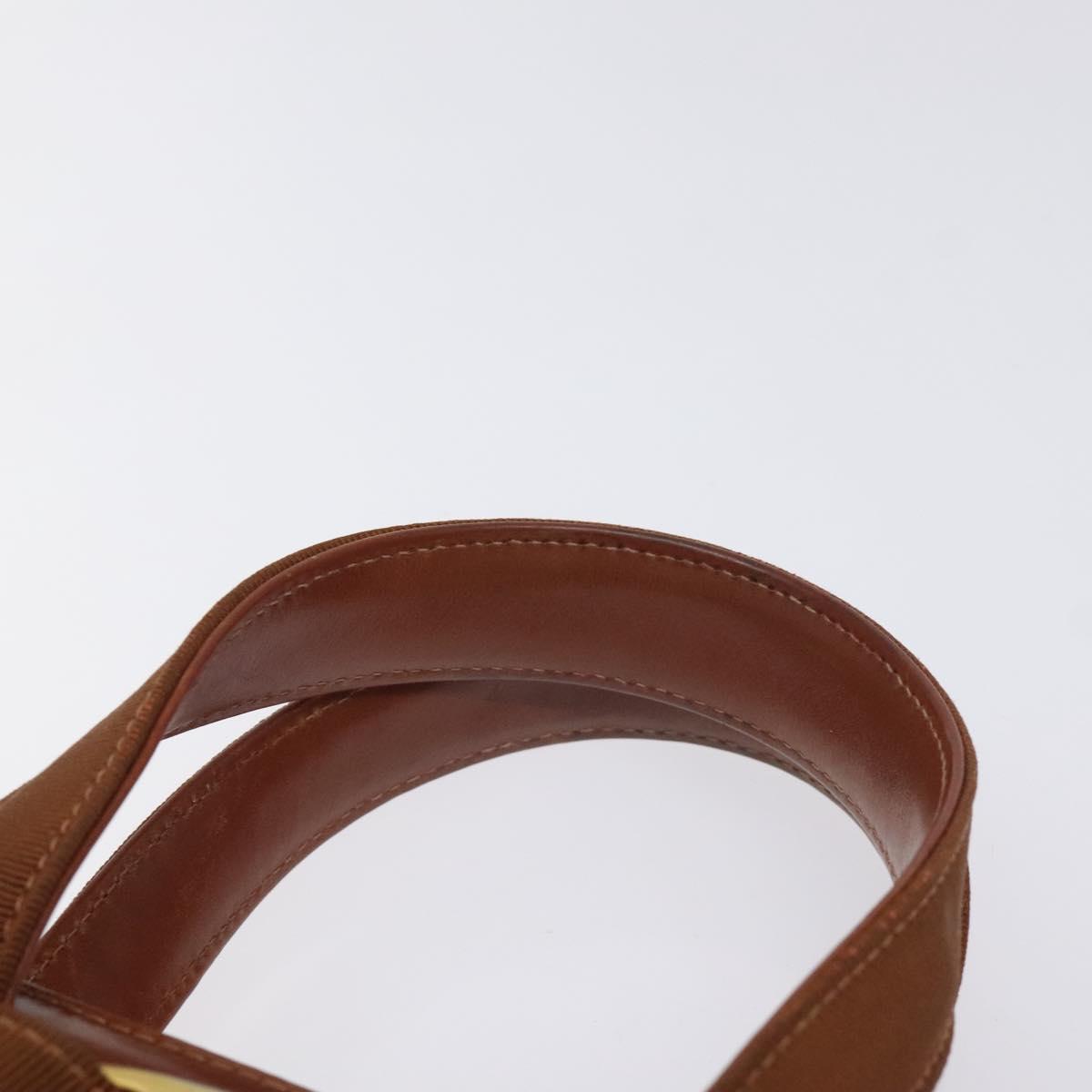 Salvatore Ferragamo Vala Hand Bag Leather Brown Gold Auth bs27353