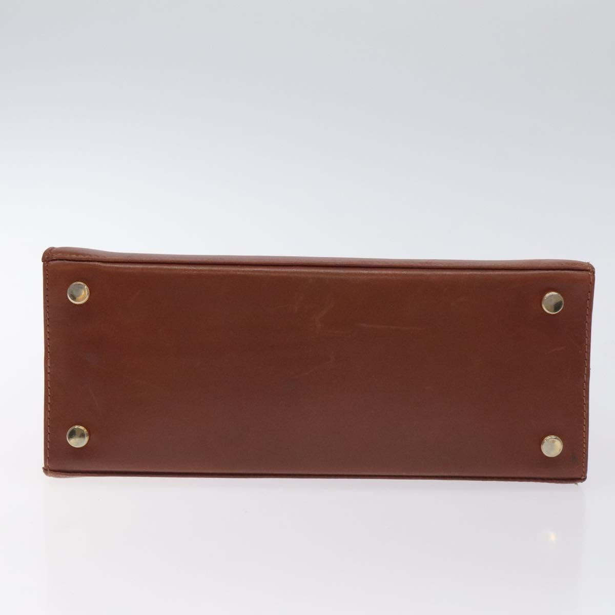 Salvatore Ferragamo Vala Hand Bag Leather Brown Gold Auth bs27353
