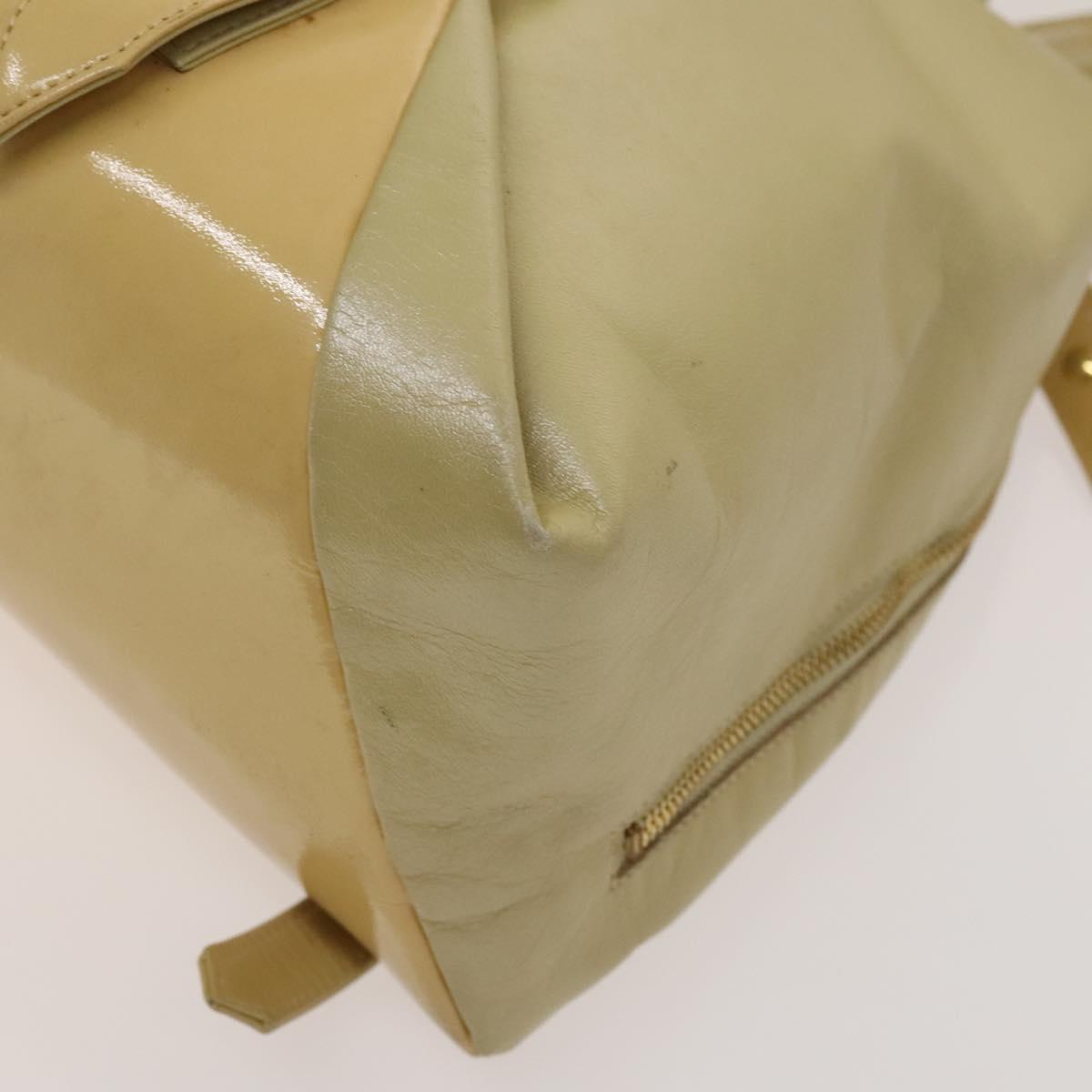 VERSACE Backpack Leather Beige Gold Auth bs27362