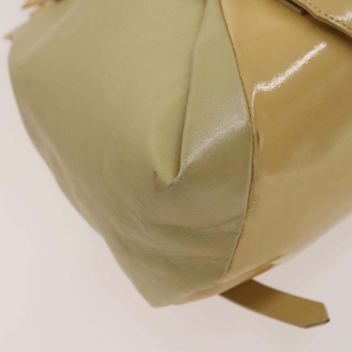 VERSACE Backpack Leather Beige Gold Auth bs27362