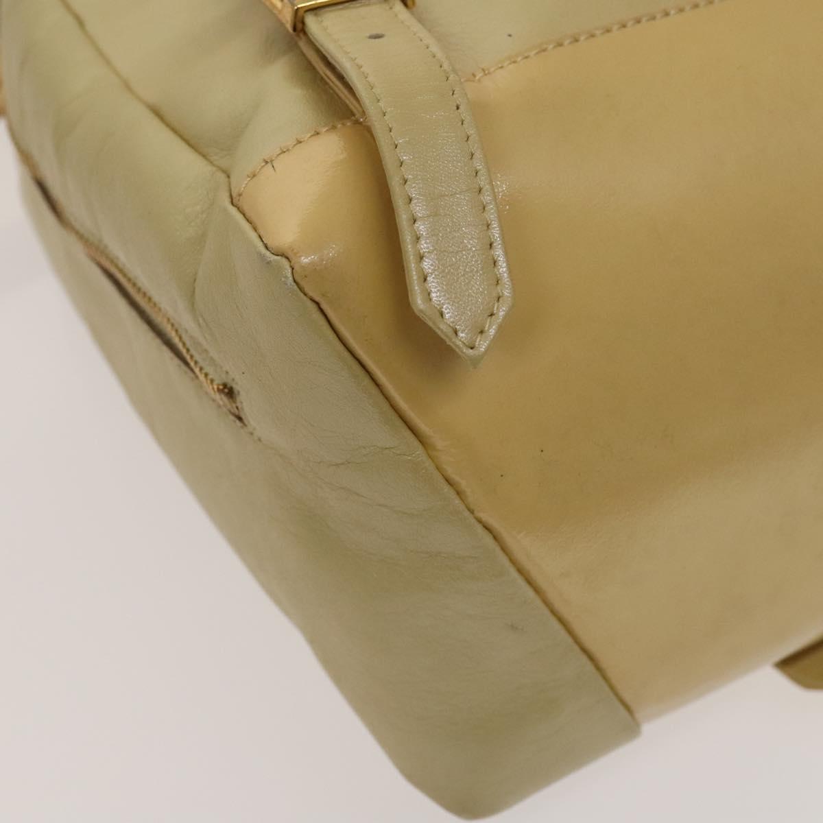 VERSACE Backpack Leather Beige Gold Auth bs27362