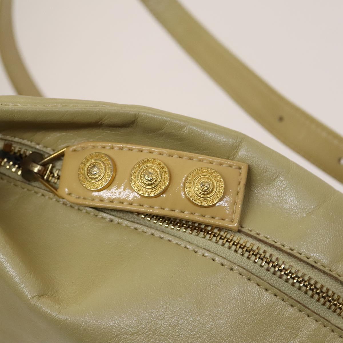 VERSACE Backpack Leather Beige Gold Auth bs27362