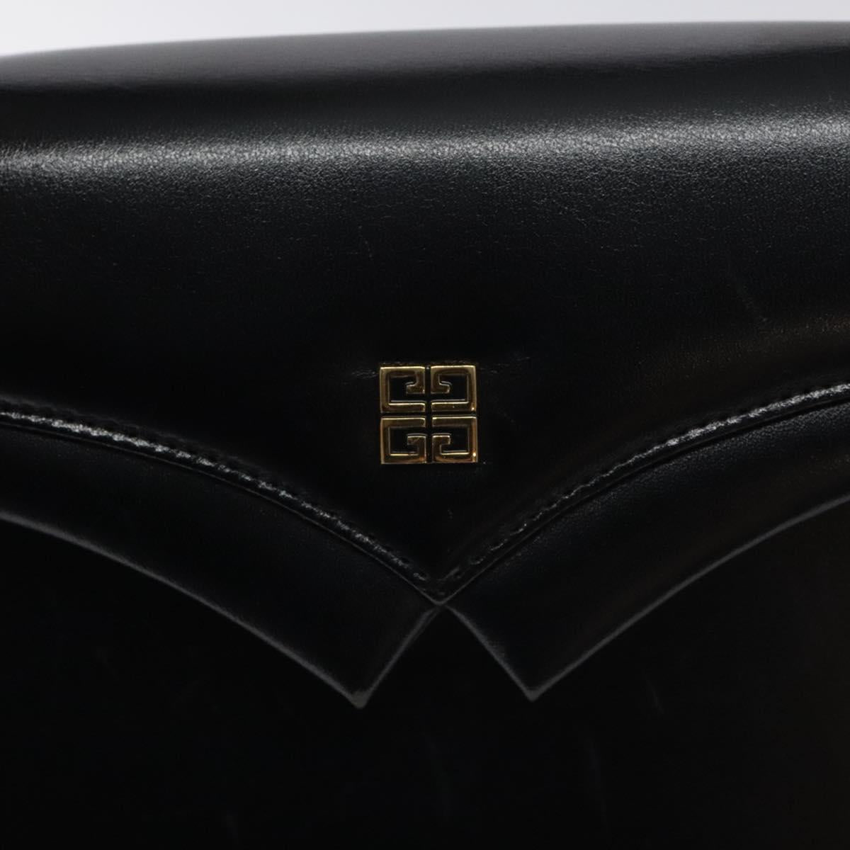 GIVENCHY Hand Bag Leather Black Silver Auth bs27366