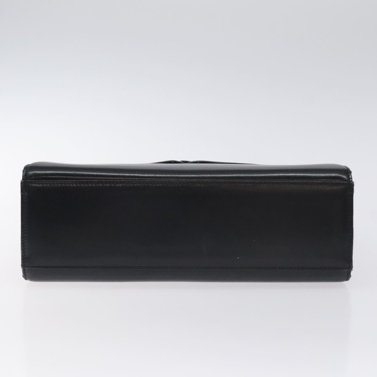 GIVENCHY Hand Bag Leather Black Silver Auth bs27366