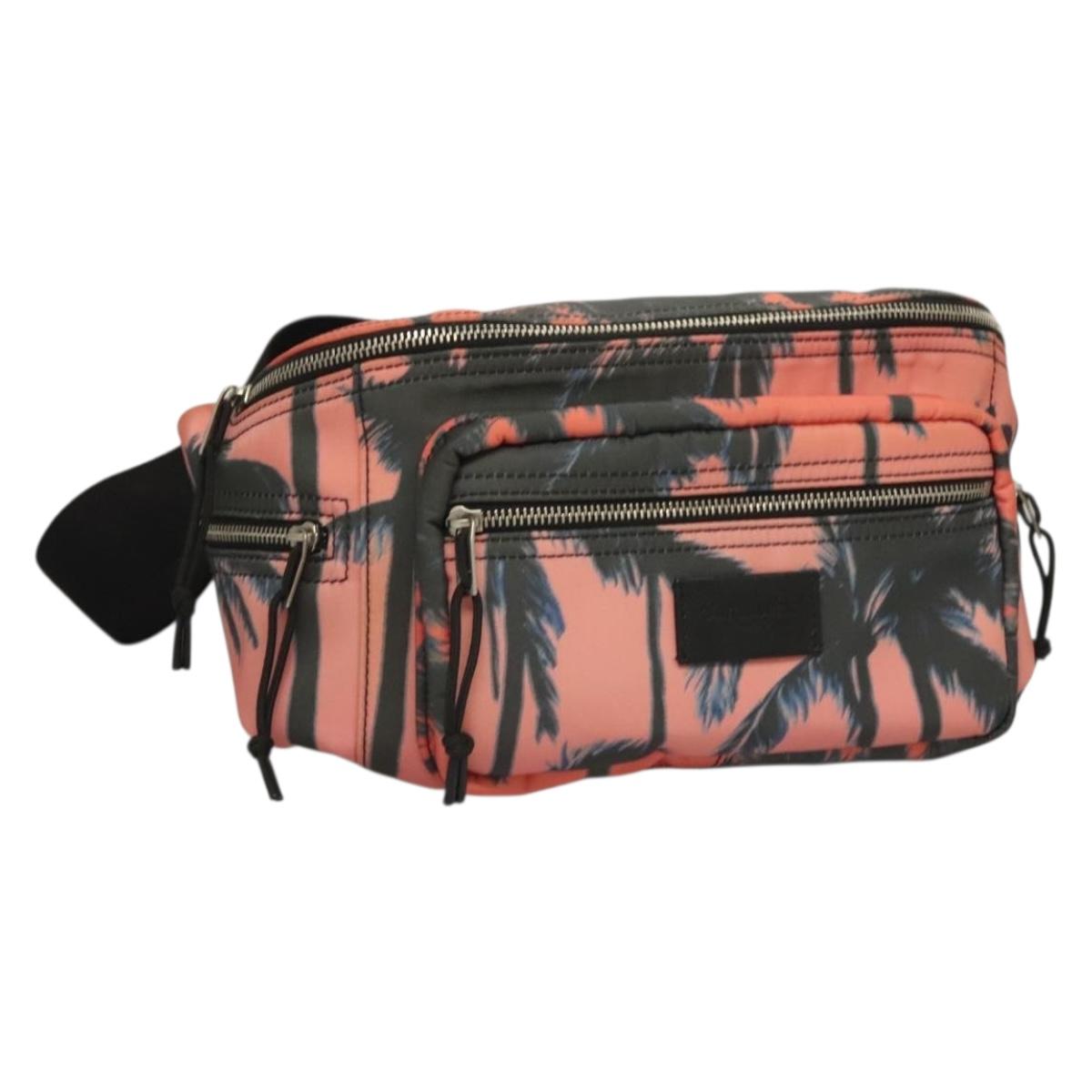 SAINT LAURENT Body Bag Nylon Pink Silver Auth bs27374