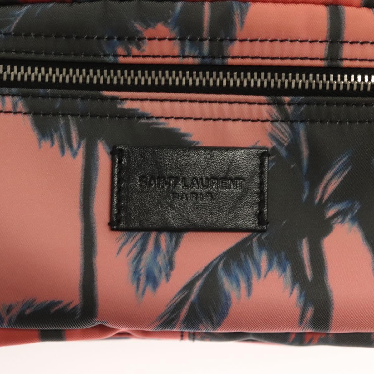 SAINT LAURENT Body Bag Nylon Pink Silver Auth bs27374