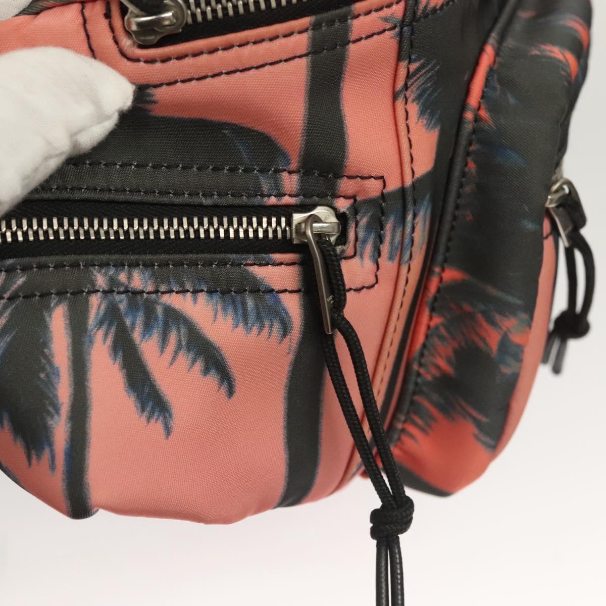 SAINT LAURENT Body Bag Nylon Pink Silver Auth bs27374