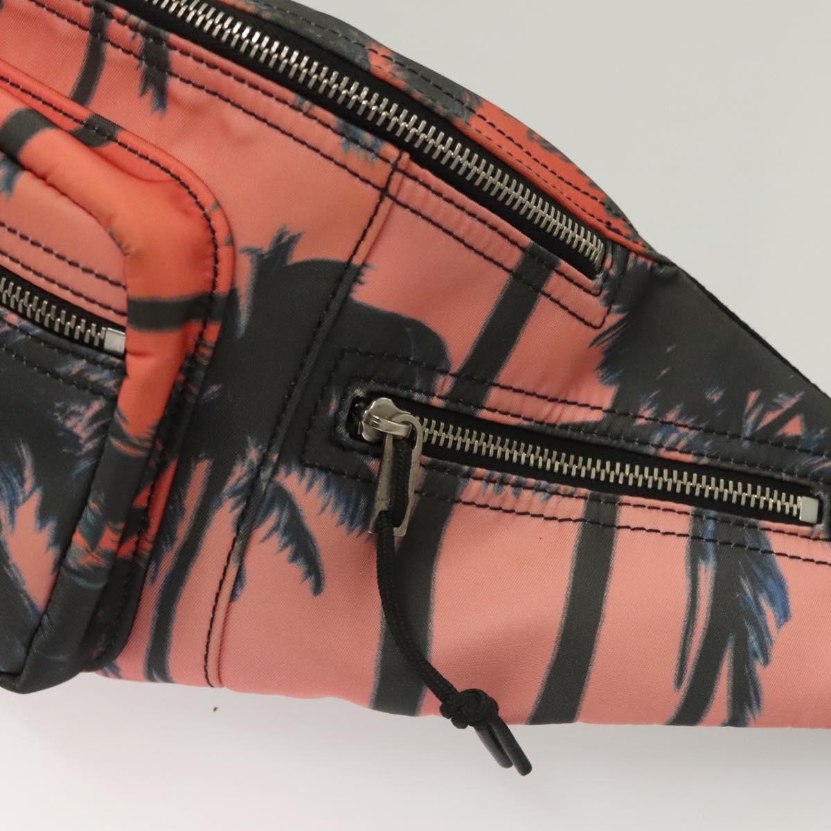 SAINT LAURENT Body Bag Nylon Pink Silver Auth bs27374
