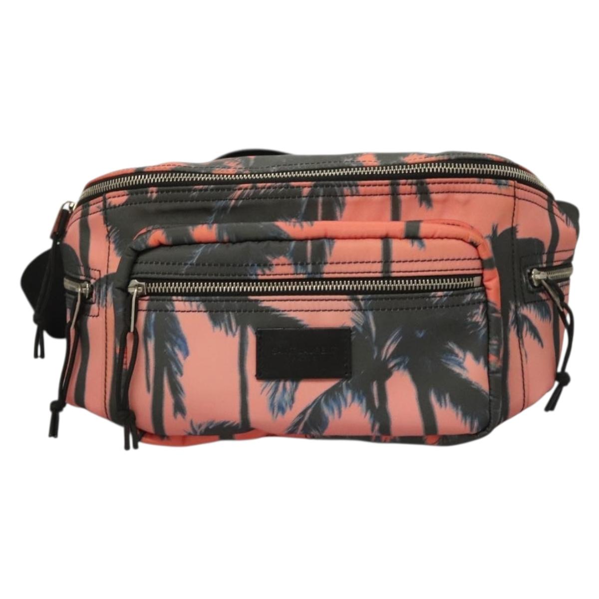 SAINT LAURENT Body Bag Nylon Pink Silver Auth bs27374