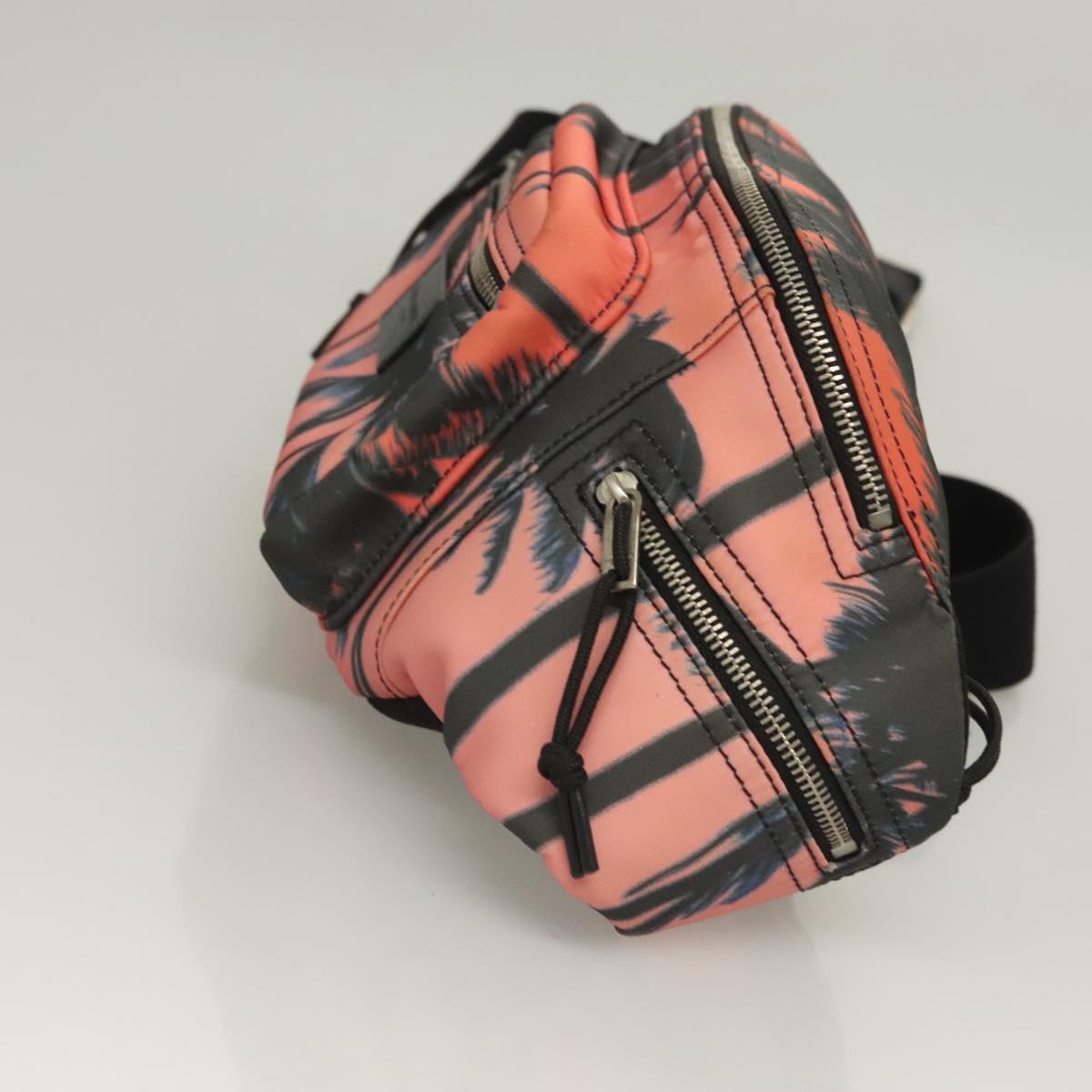 SAINT LAURENT Body Bag Nylon Pink Silver Auth bs27374