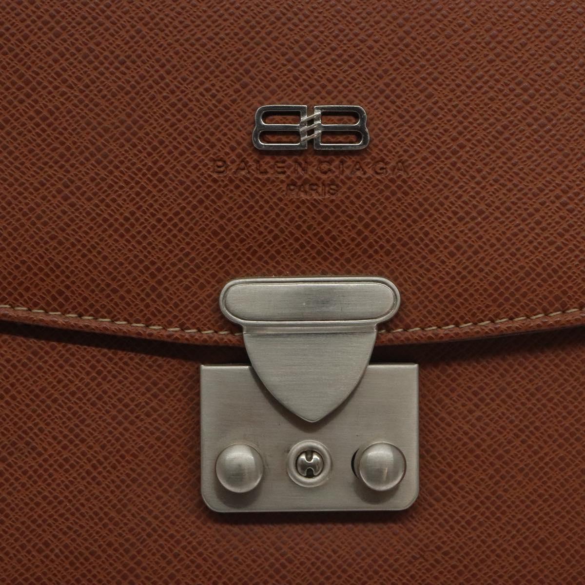 BALENCIAGA Hand Bag Leather Vintage Brown Silver Auth bs27376