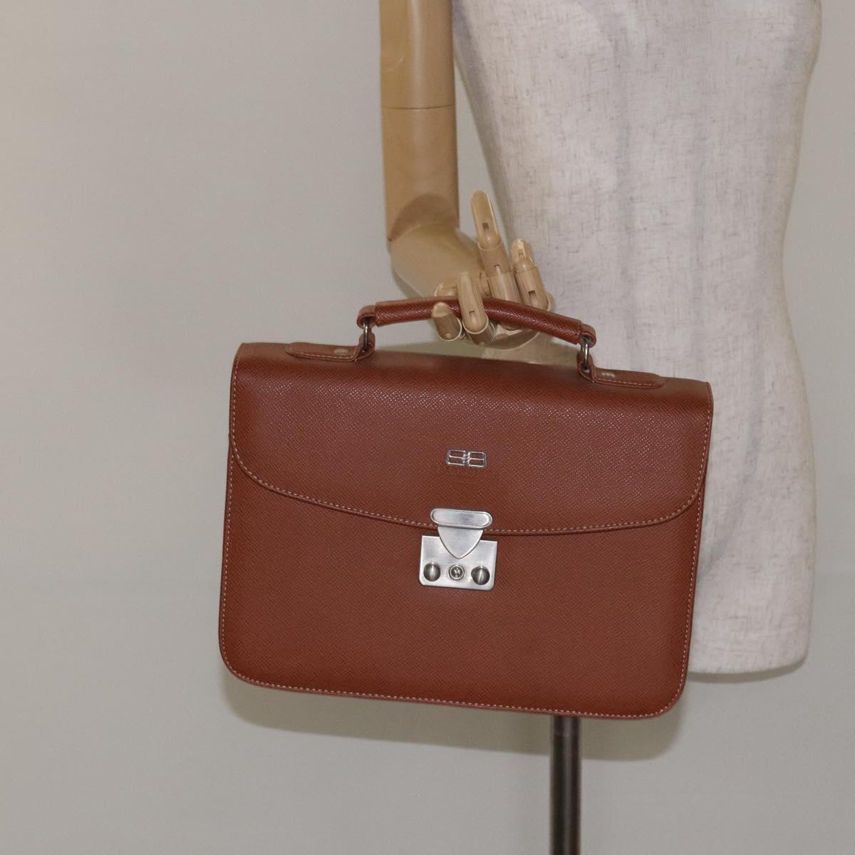 BALENCIAGA Hand Bag Leather Vintage Brown Silver Auth bs27376