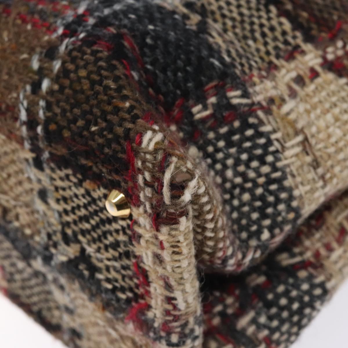 BURBERRY Nova Check Hand Bag Wool Beige Gold Auth bs27390