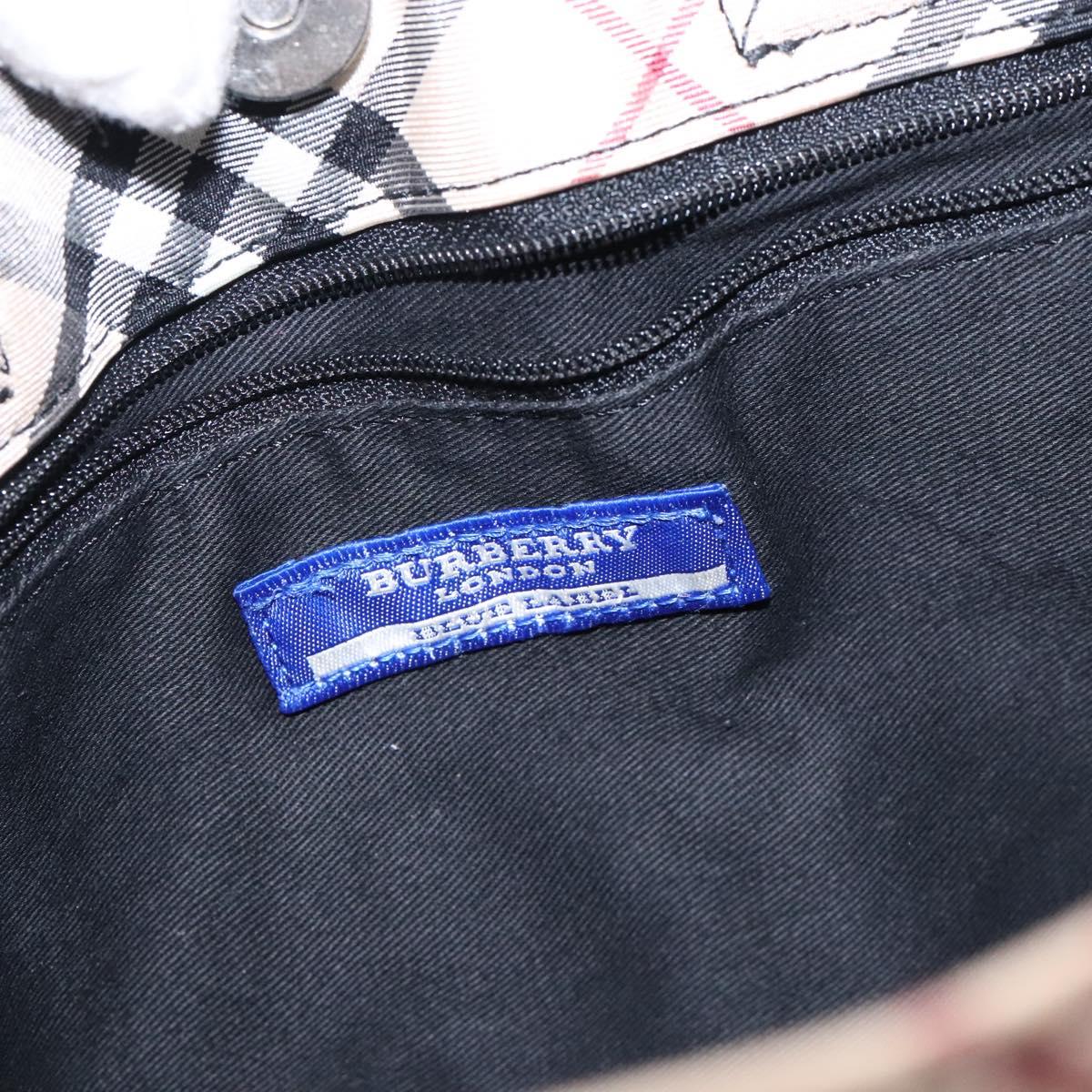 BURBERRY Blue Label Hand Bag Canvas Black Silver Auth bs27392