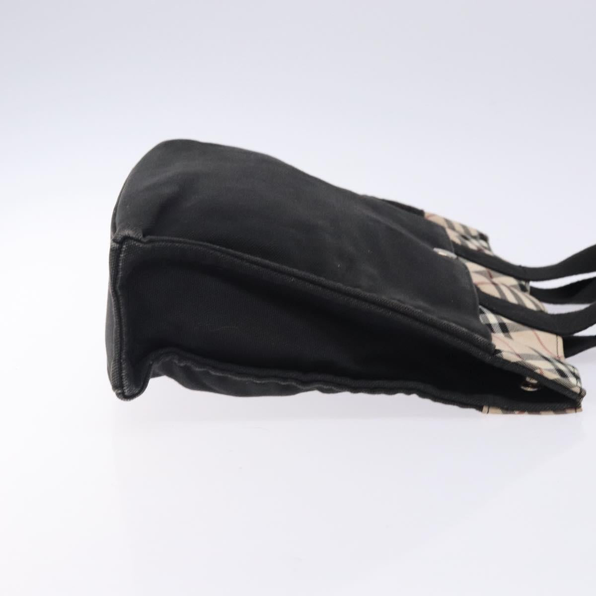 BURBERRY Blue Label Hand Bag Canvas Black Silver Auth bs27392