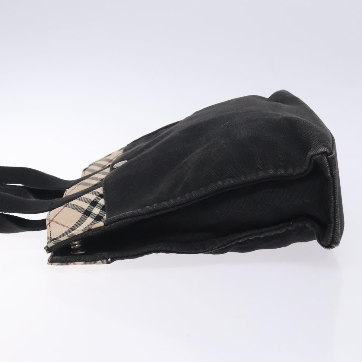 BURBERRY Blue Label Hand Bag Canvas Black Silver Auth bs27392