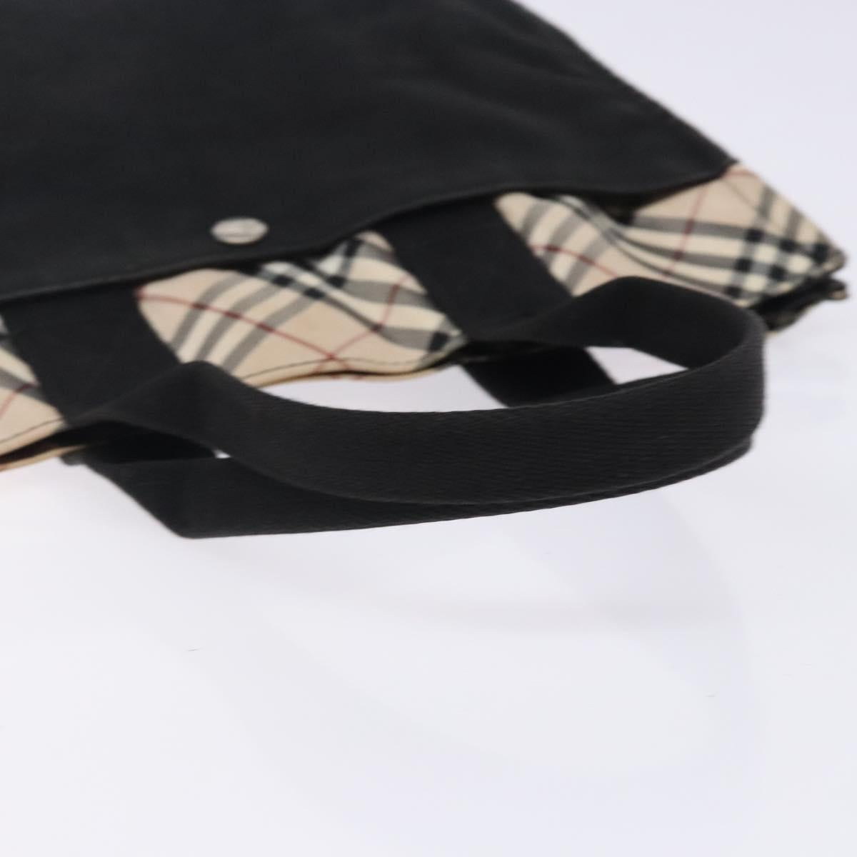 BURBERRY Blue Label Hand Bag Canvas Black Silver Auth bs27392