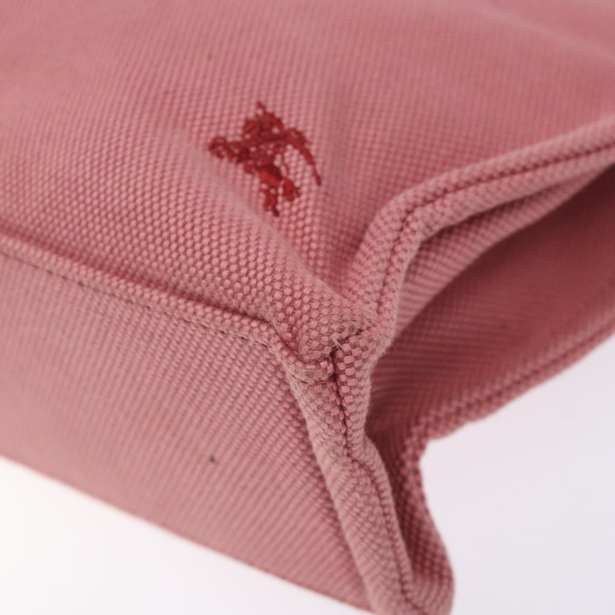 BURBERRY Blue Label Hand Bag Canvas Pink Silver Auth bs27396