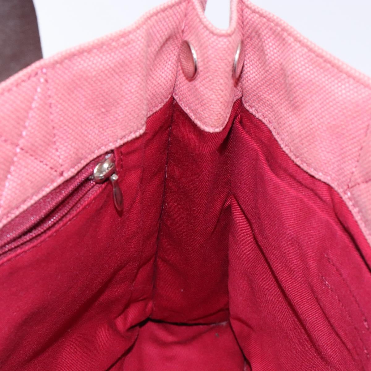 BURBERRY Blue Label Hand Bag Canvas Pink Silver Auth bs27396