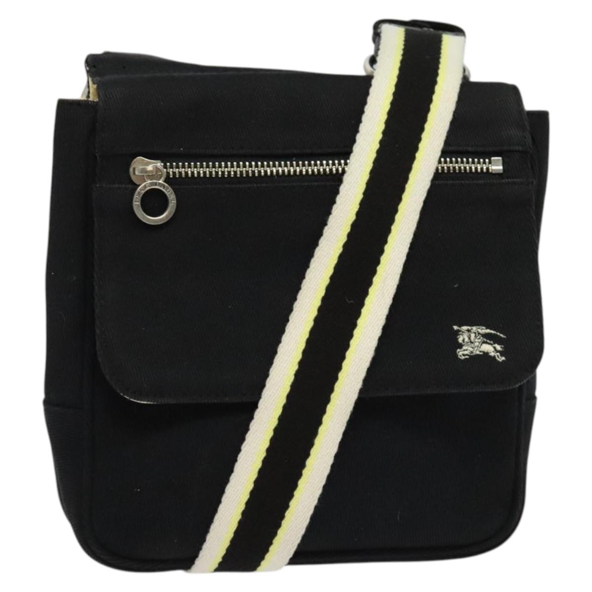 BURBERRY Blue Label Shoulder Bag Canvas Black Silver Auth bs27397