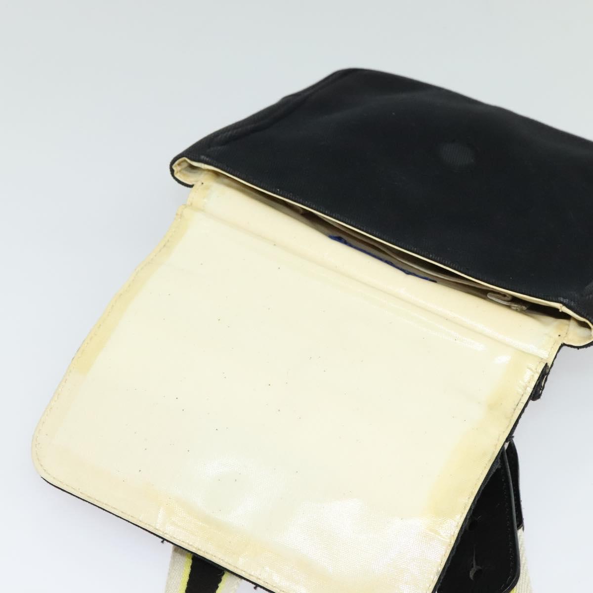 BURBERRY Blue Label Shoulder Bag Canvas Black Silver Auth bs27397