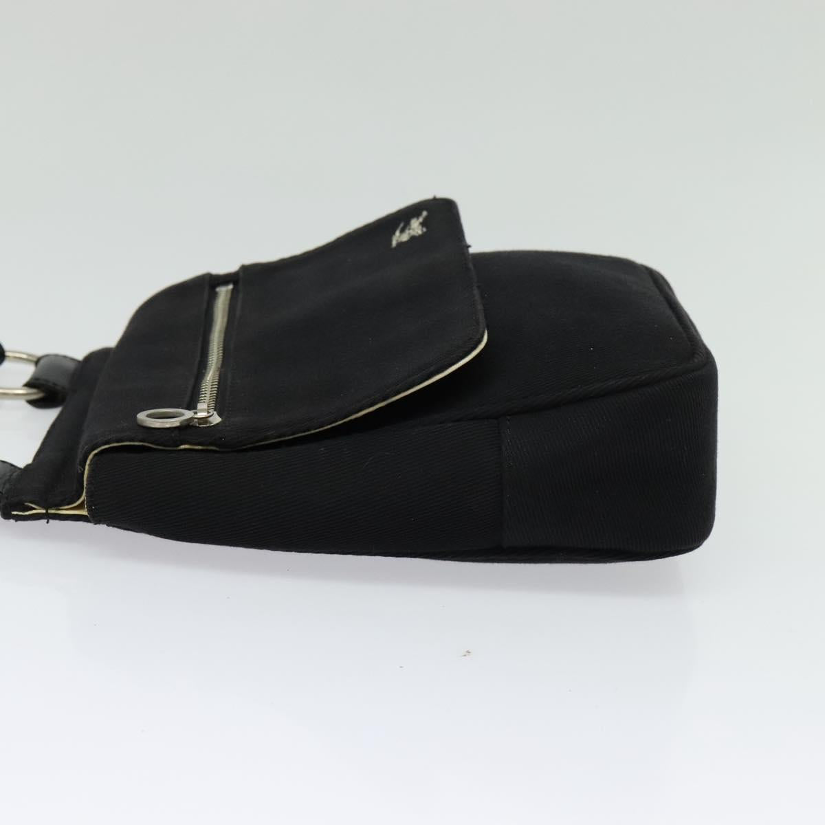 BURBERRY Blue Label Shoulder Bag Canvas Black Silver Auth bs27397