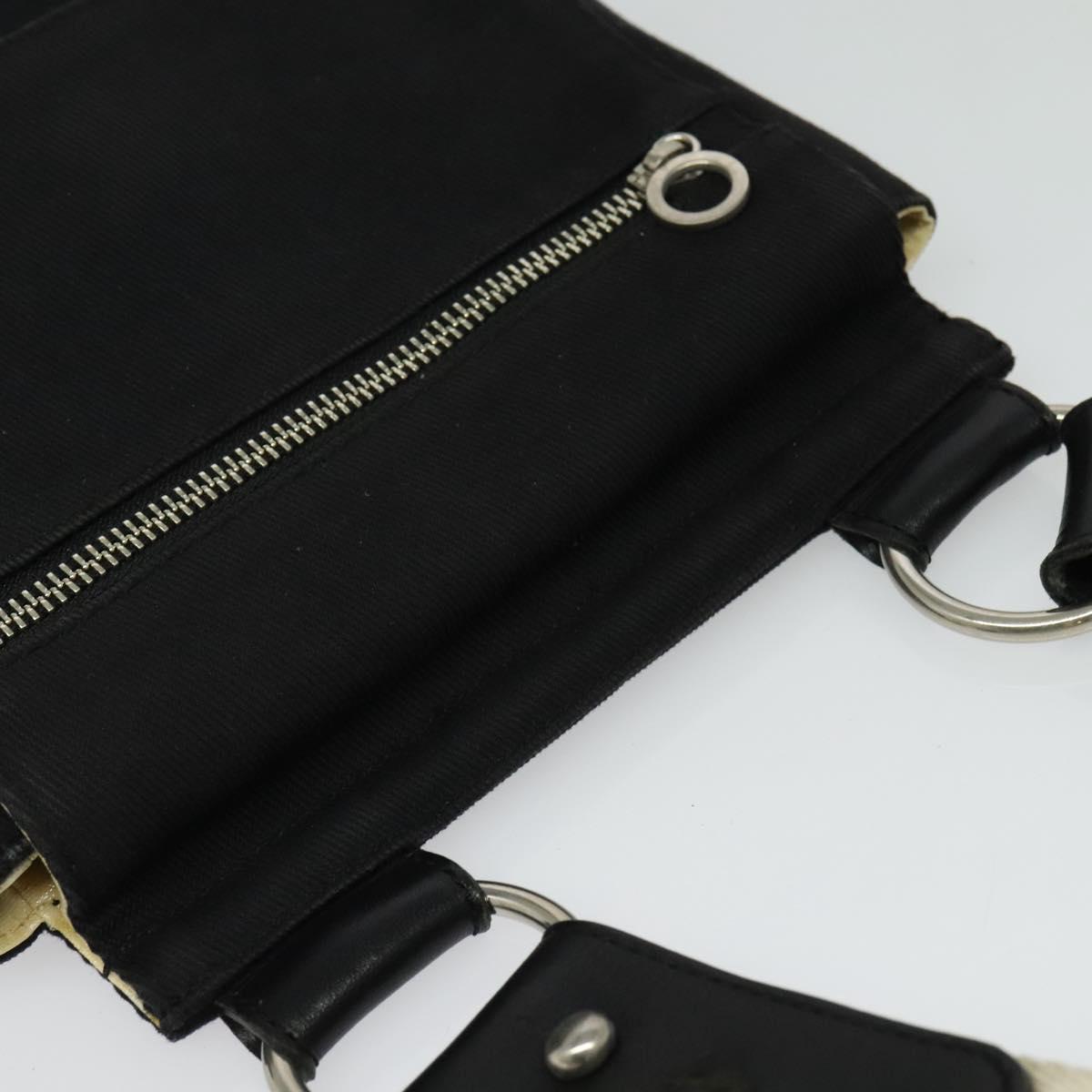 BURBERRY Blue Label Shoulder Bag Canvas Black Silver Auth bs27397
