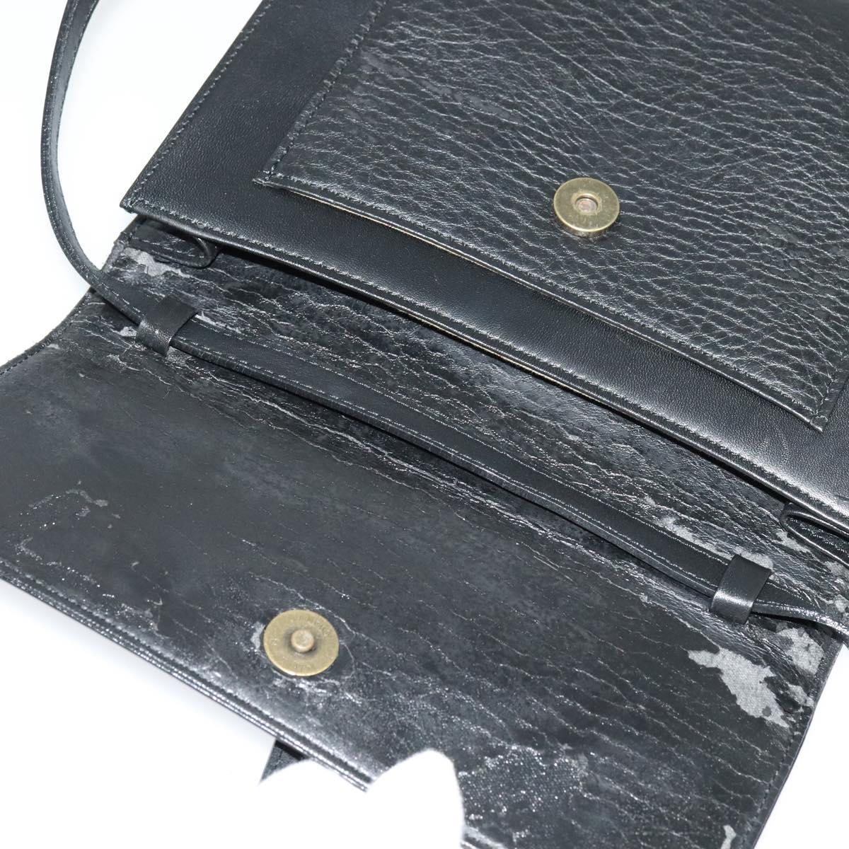 Burberrys Shoulder Bag Leather Black Gold Auth bs27403