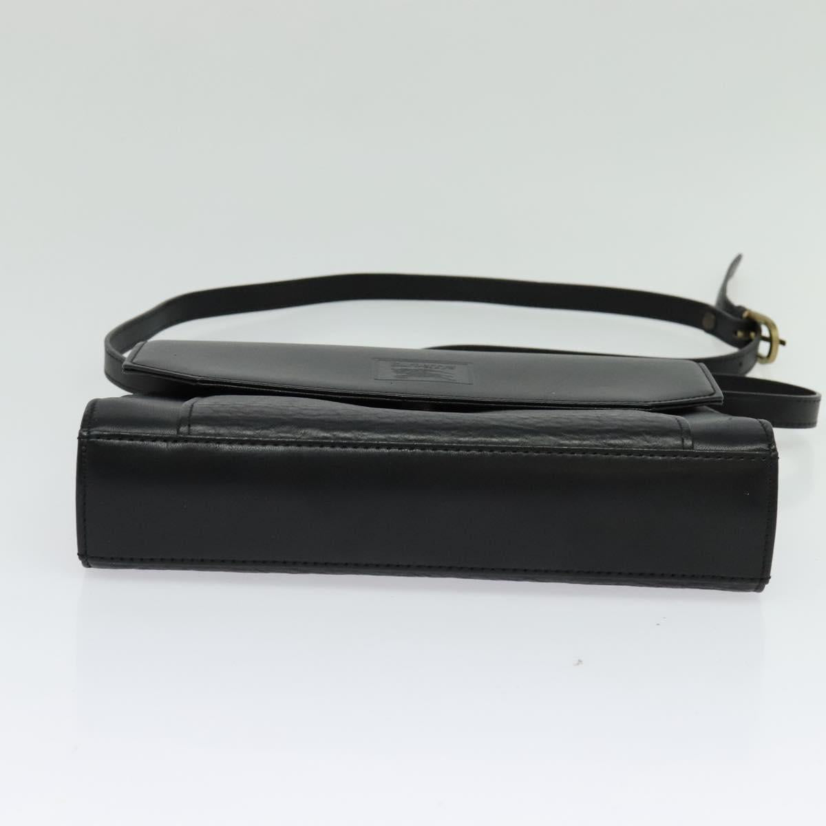 Burberrys Shoulder Bag Leather Black Gold Auth bs27403