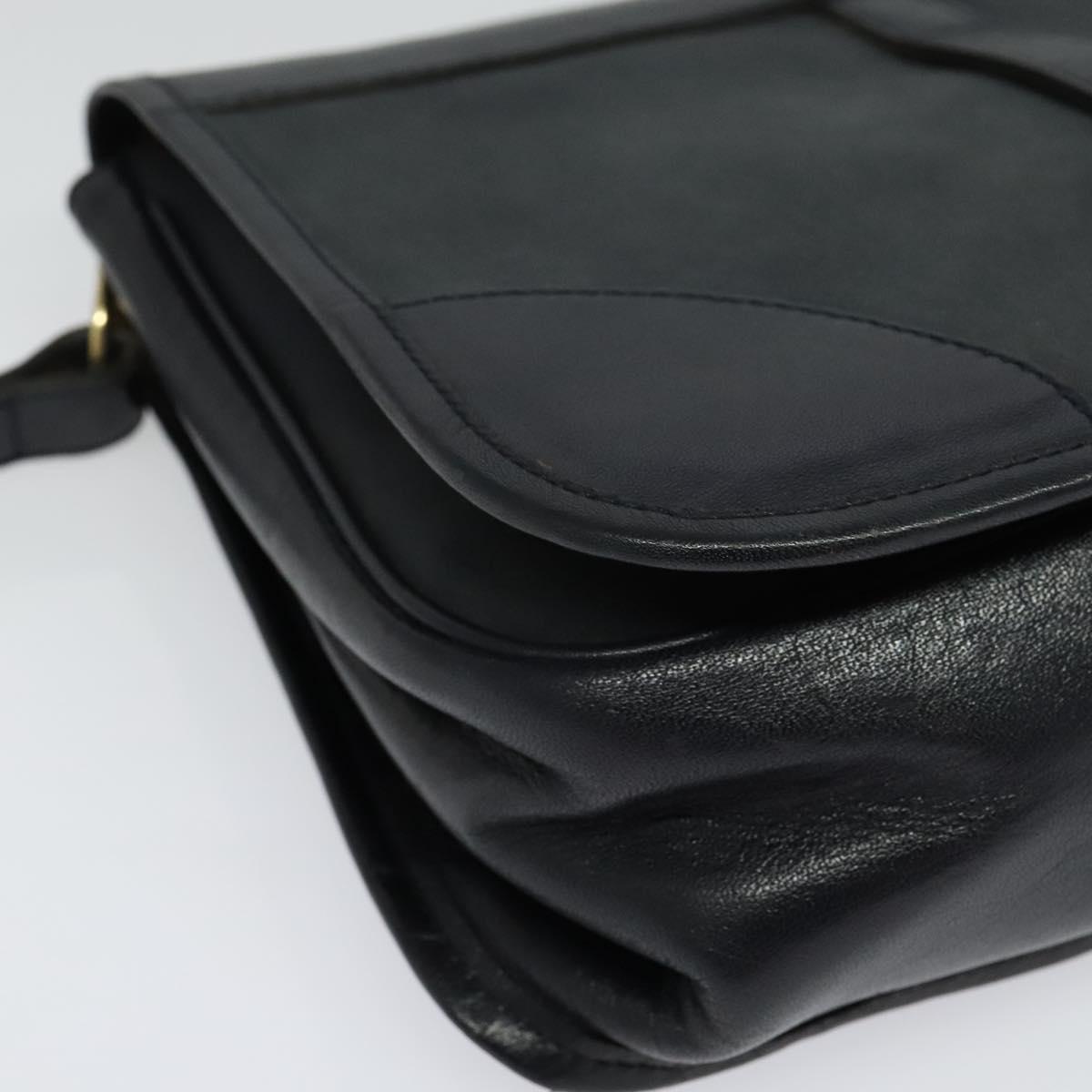 Burberrys Shoulder Bag Leather Navy Gold Auth bs27404