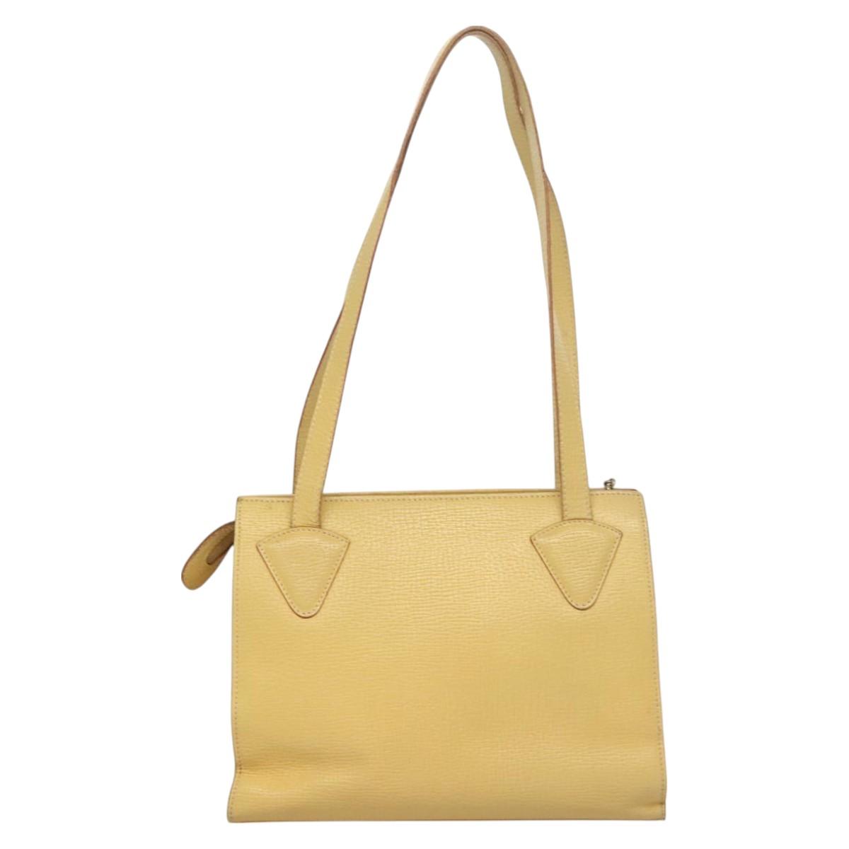 LOEWE Shoulder Bag Leather Yellow Silver Auth bs27421