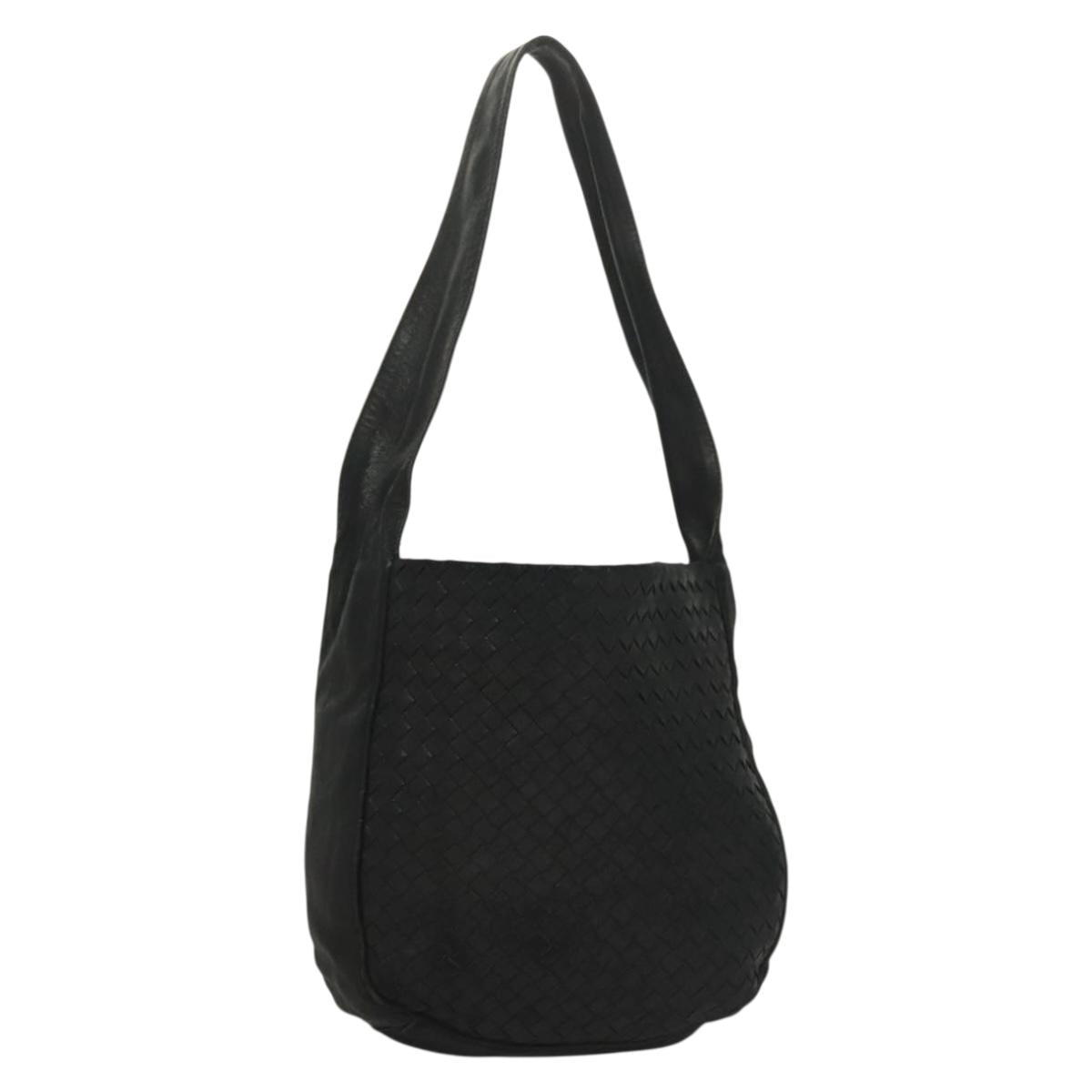 BOTTEGA VENETA INTRECCIATO Shoulder Bag Leather Black Auth bs27424