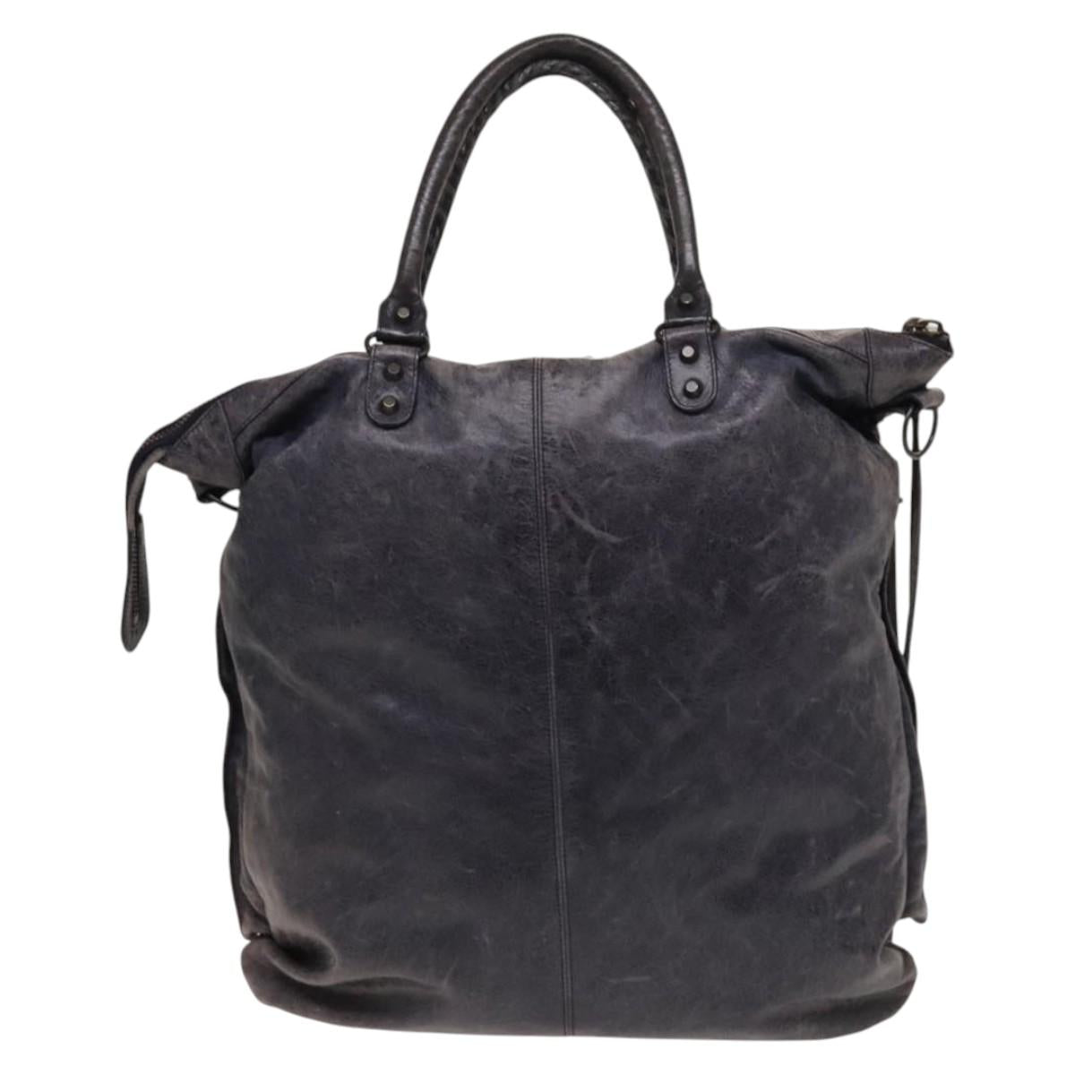 BALENCIAGA Classic Square Tote Bag Leather Purple Auth bs27429